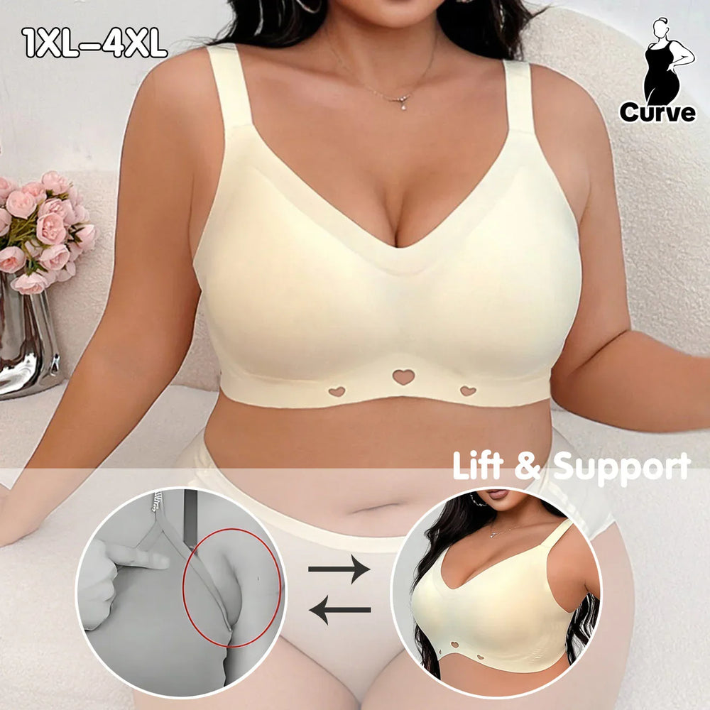 Full Coverage Wireless Bra – Plus Size Seamless Support Bra No Underwire for Large Bust - Viomisha