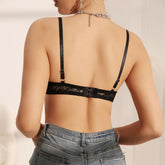 Viomisha Women's Sexy Lace Half Cup Bra Translucent Mesh Bra Deep V Neck Bralette Non-padded Underwire. - Viomisha