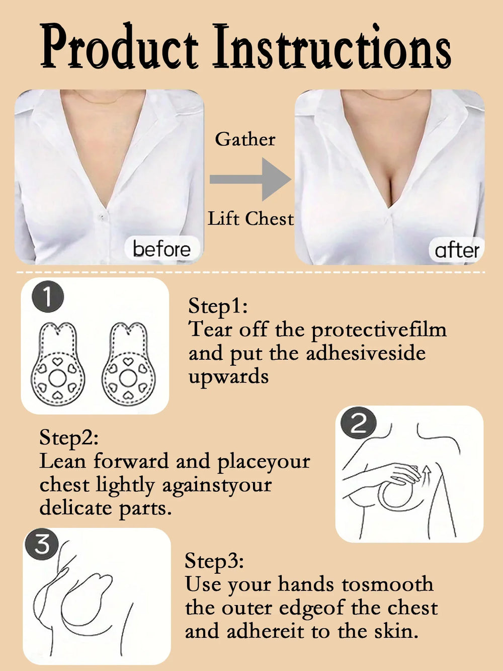 2 Pair Sticky Bra Invisible Adhesive Bra Backless Strapless Push Up Reusable Rabbit Ear Nipple Covers - Viomisha