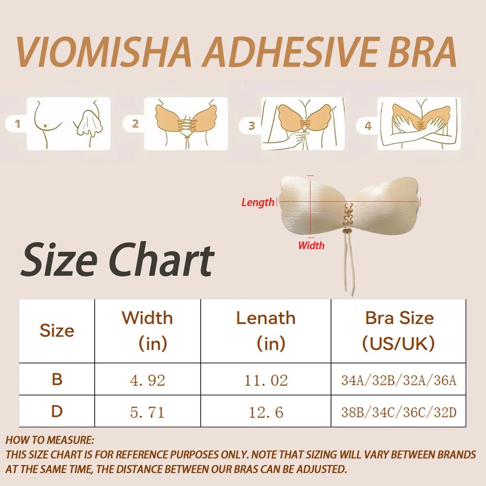 Women Sticky Bra Backless Strapless Bra Push Up Breathable Underwear Adhesive Invisible Lift Up Bras - Viomisha