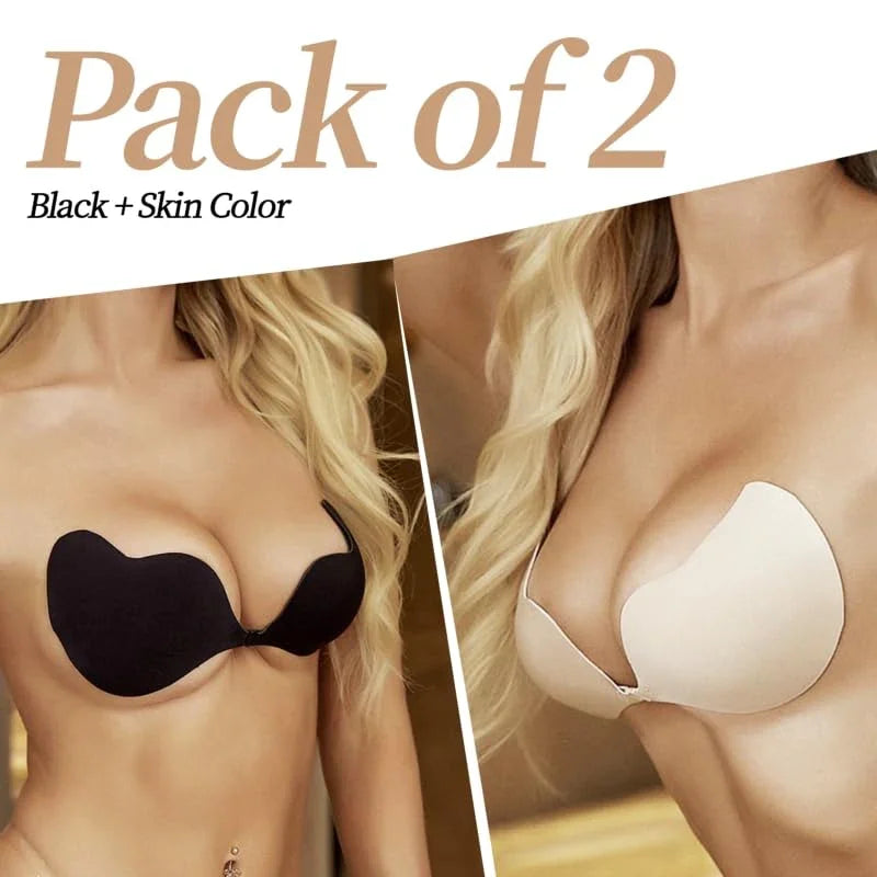 Viomisha Adhesive Bra Invisible 2 Pairs Lifting Bra, Sticky Strapless Push up Bra Reusable Silicone Backless Bras for Women - Viomisha
