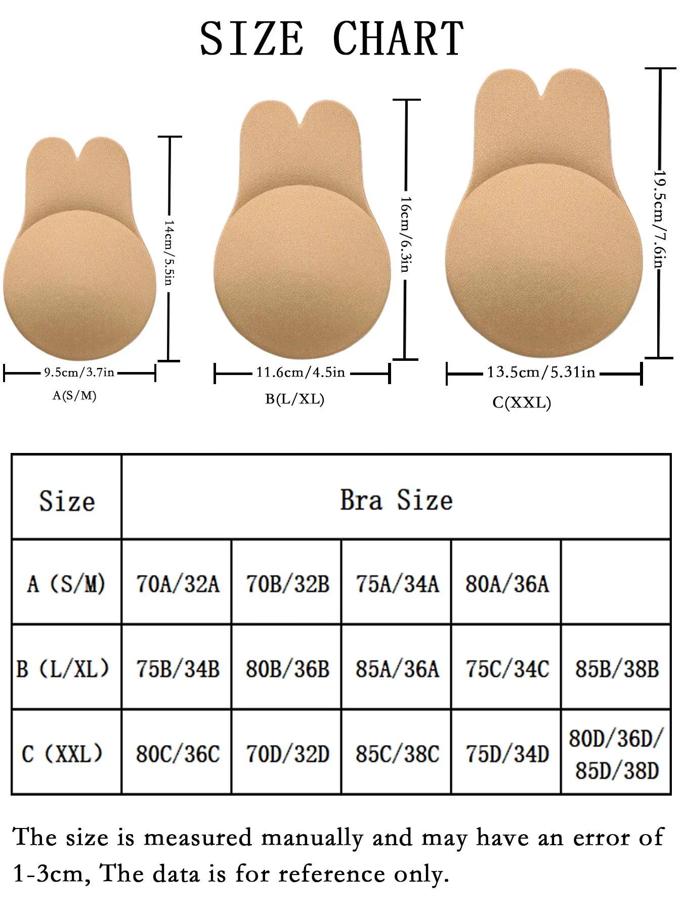 2 Pair Sticky Bra Invisible Adhesive Bra Backless Strapless Push Up Reusable Rabbit Ear Nipple Covers - Viomisha