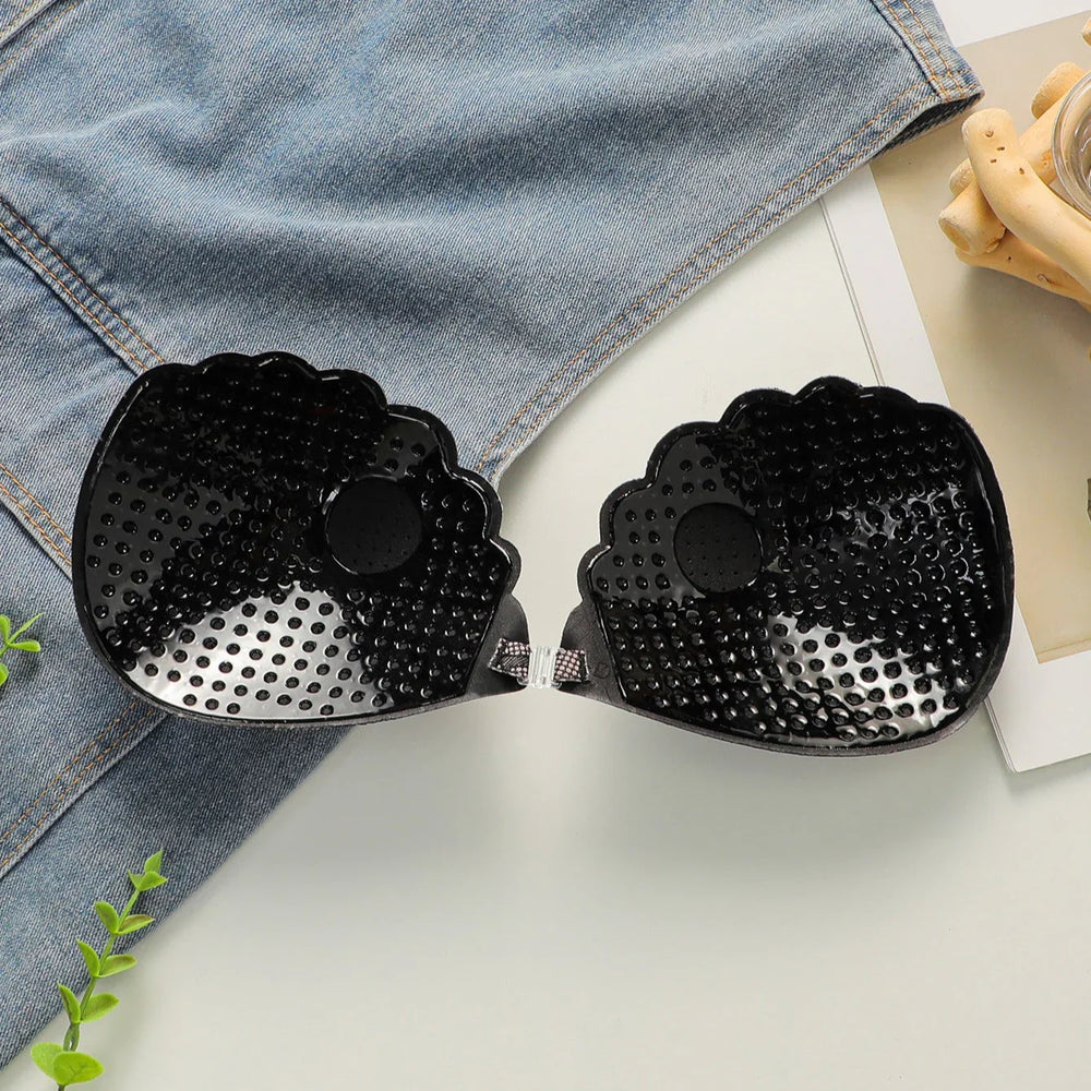 Viomisha Adhesive Bra Strapless Push Up Sticky Bra Lace Fabric Invisible Stick Bra, Lace Sticky Bras Bra for Woman Wedding Dress - Viomisha