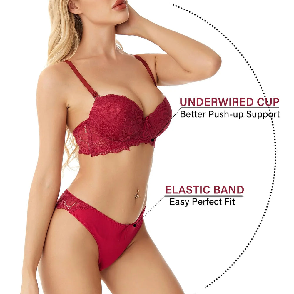 Underwire Lace Bra & Panty Set | Full Support & Elegant Design - Viomisha