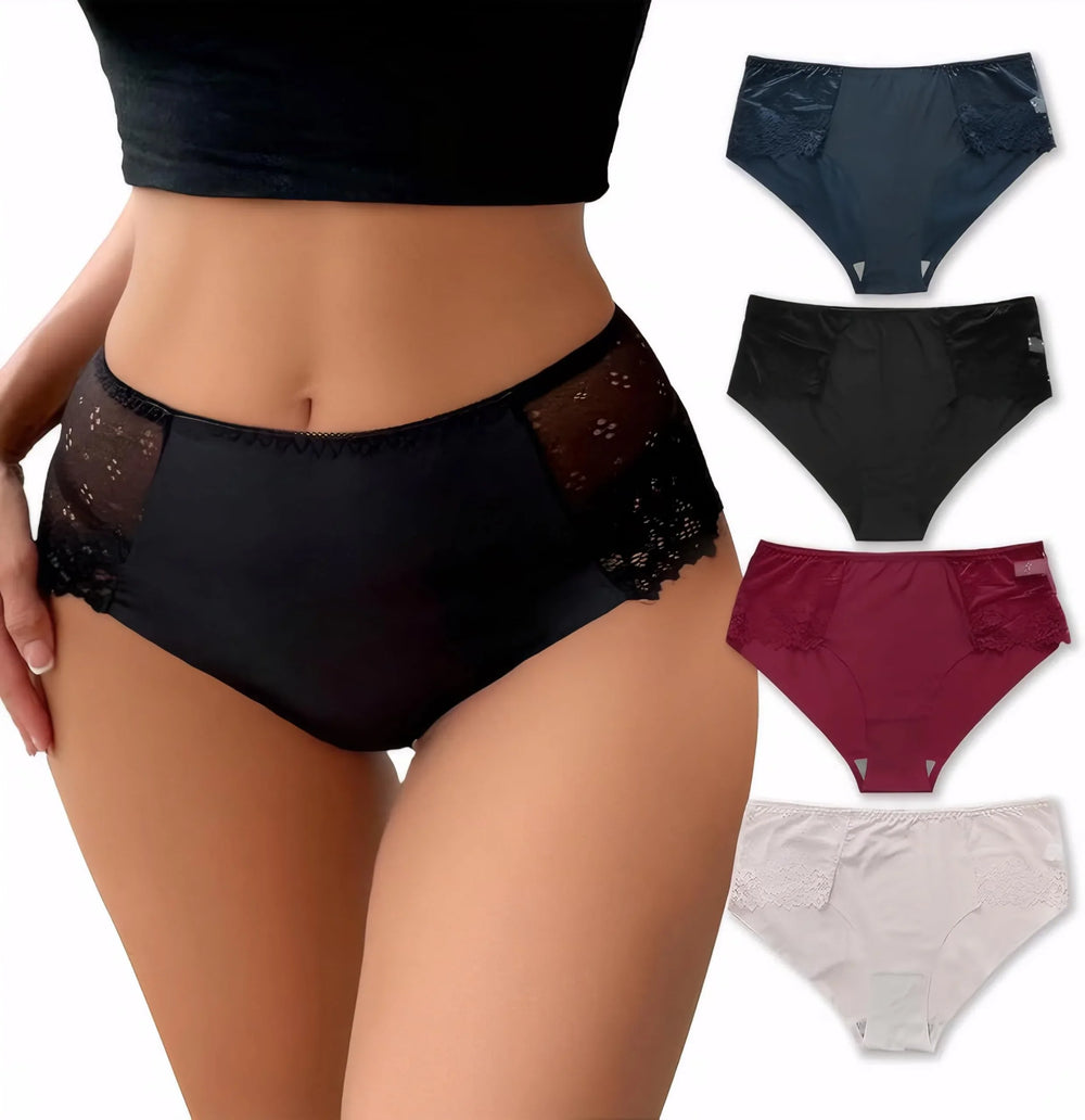 Women's Plus Size Lace Panties Multipack (4-Pack) - Breathable & Full Coverage - Viomisha