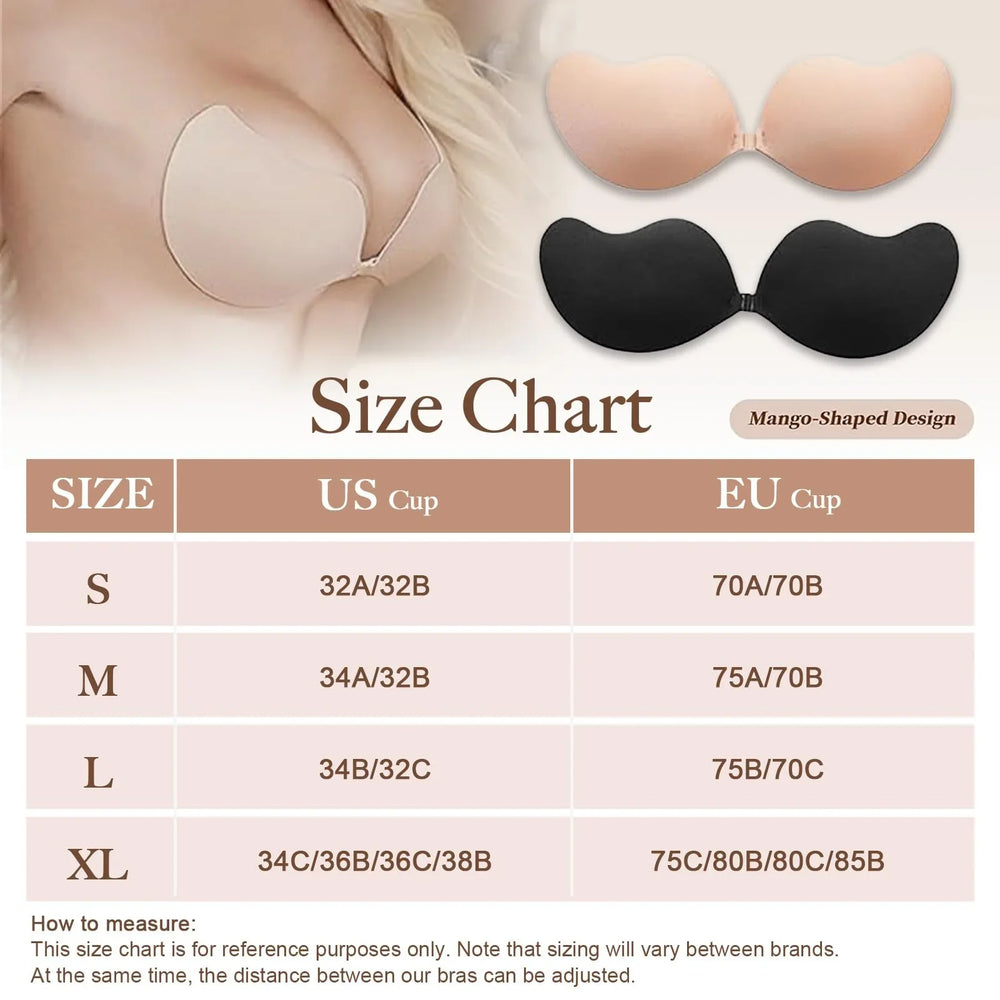 Viomisha Adhesive Bra Invisible 2 Pairs Lifting Bra, Sticky Strapless Push up Bra Reusable Silicone Backless Bras for Women - Viomisha