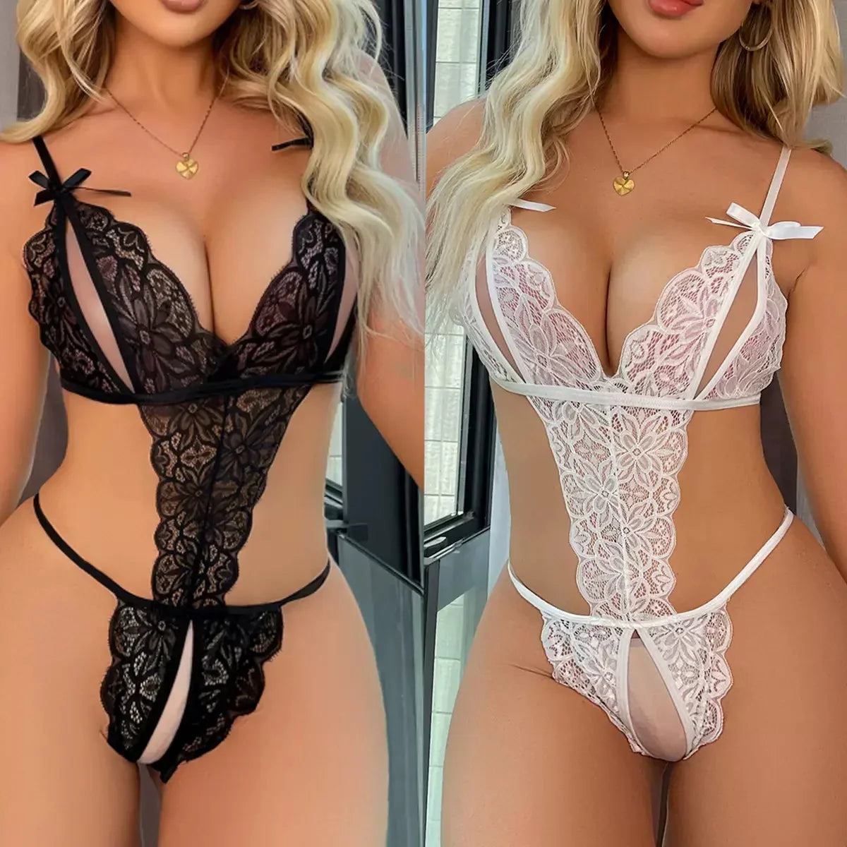 Sexy Lace Tights Lace Sexy Bodysuit Lingerie Set - Viomisha